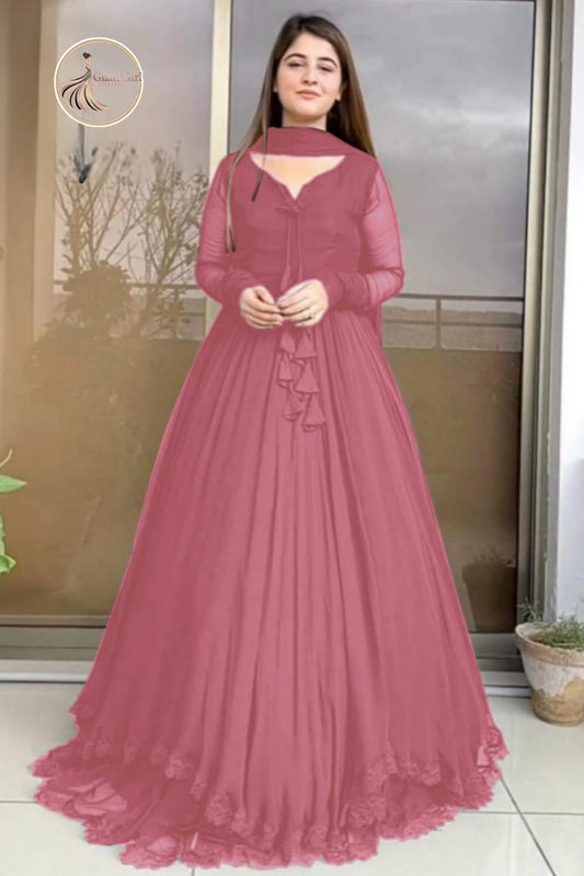 Long Flare Chiffon Maxi with Dupatta – 3 Piece