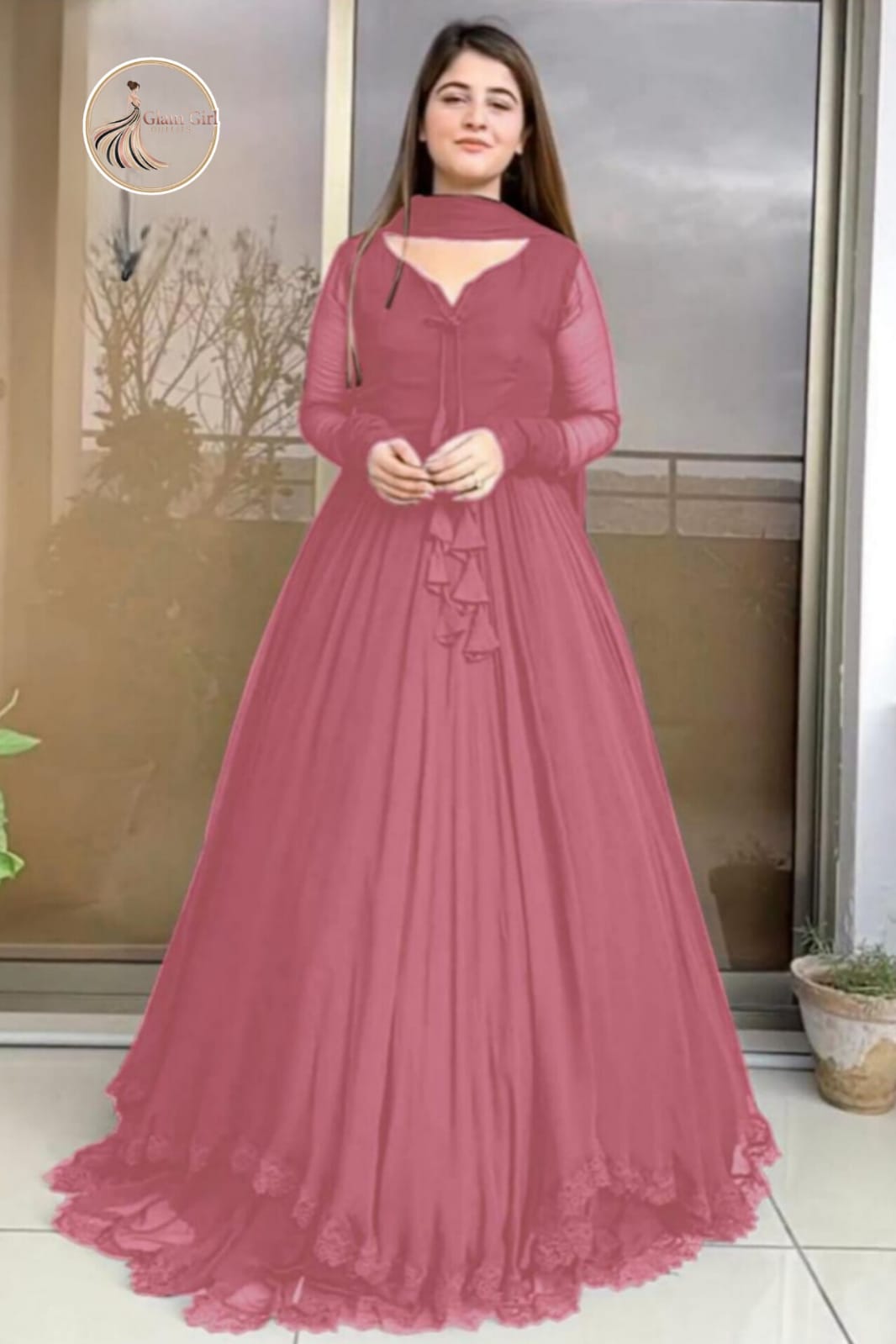 Long Flare Chiffon Maxi with Dupatta – 3 Piece