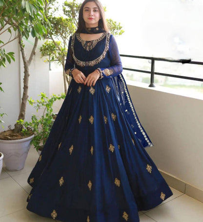 Embroidered Maxi with Dupatta – 3-Piece Chiffon Suit
