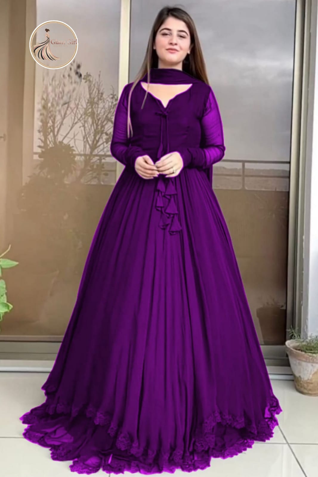 Long Flare Chiffon Maxi with Dupatta – 3 Piece