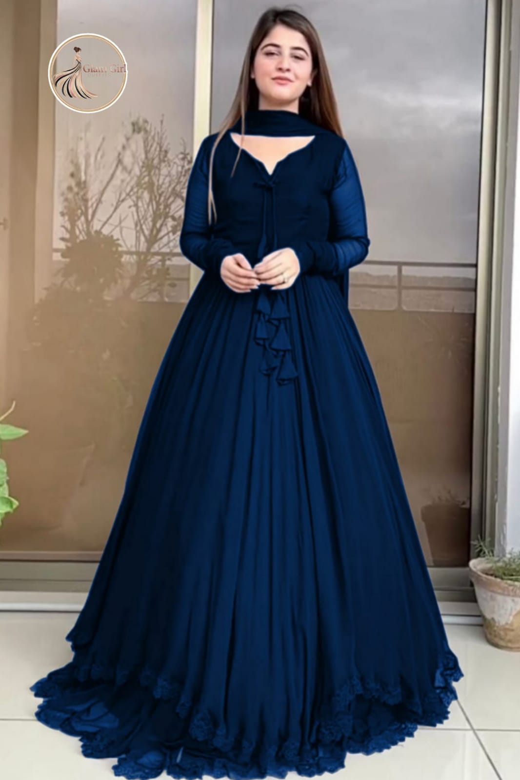 Long Flare Chiffon Maxi with Dupatta – 3 Piece