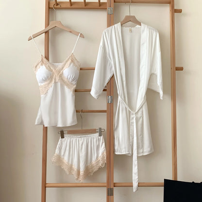 5-Piece Lace Satin Nightwear Set