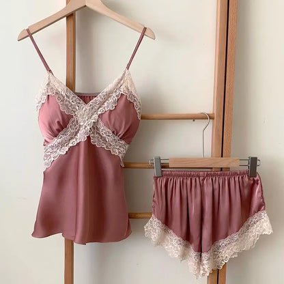 5-Piece Lace Satin Nightwear Set