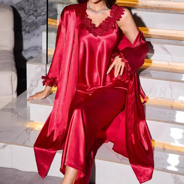 3-Piece Satin Bridal Robe Set