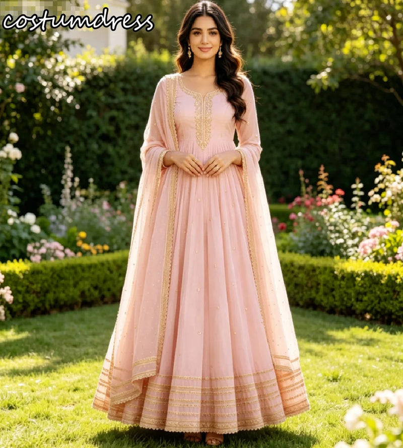 Elegant Blush Pink Anarkali Max