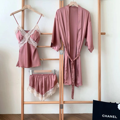 5-Piece Lace Satin Nightwear Set