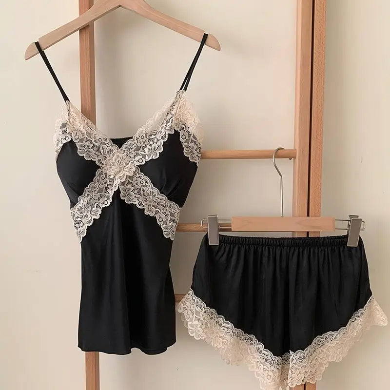 5-Piece Lace Satin Nightwear Set