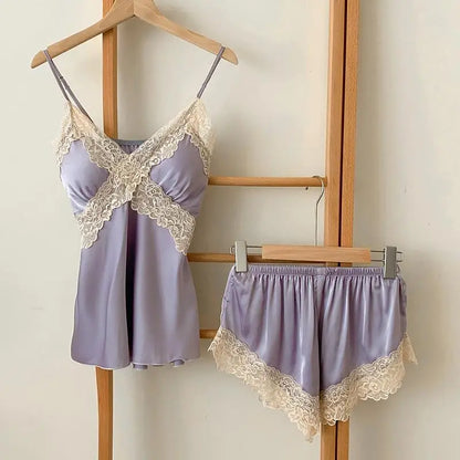 5-Piece Lace Satin Nightwear Set