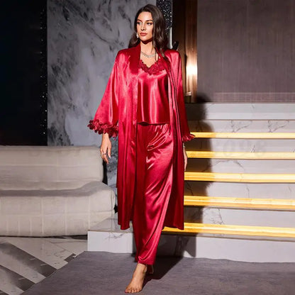 3-Piece Satin Bridal Robe Set