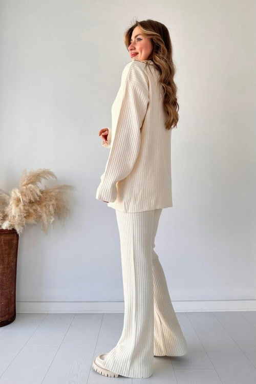 Zipper Highneck Drop-Shoulder Tracksuit 2-Piece