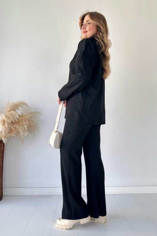 Zipper Highneck Drop-Shoulder Tracksuit 2-Piece
