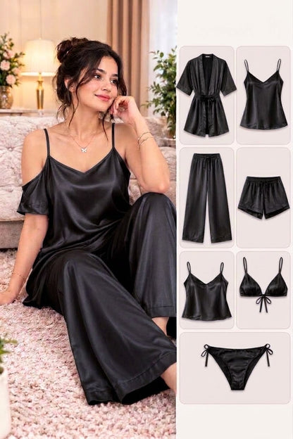 Imported Bridal Nighty Set –  China Silk 7-Piece Luxury Nightwear